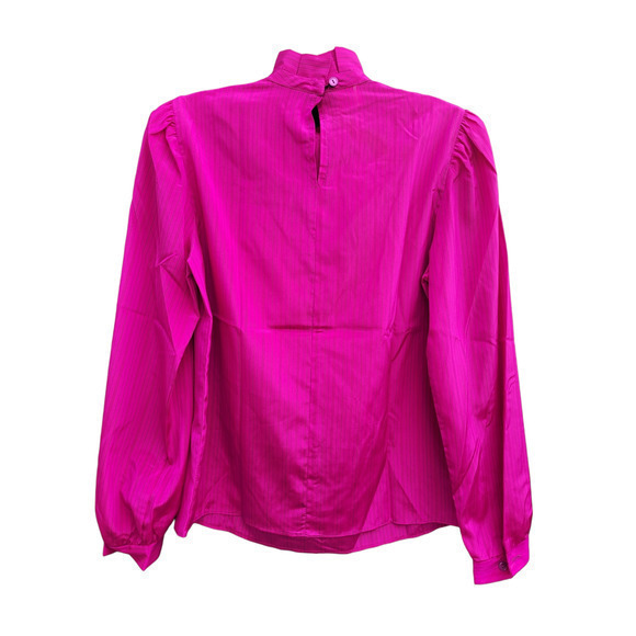 Vintage 70s Ronnie of California Pink Stripe Ruffle Puffy‎ Secretary Blouse - Picture 3 of 11
